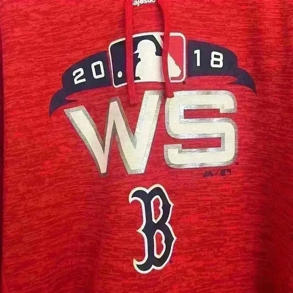 Men's Boston Red Sox Majestic Red  2018 World Series Fleece Pullover Hoodie - Picture 2 of 8